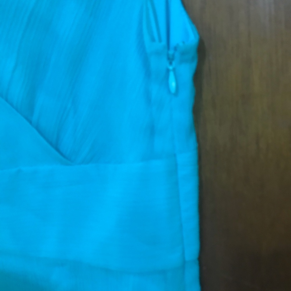 J. Crew Turquoise VNeck Dress 100% Silk 0P Petite - Picture 4 of 5